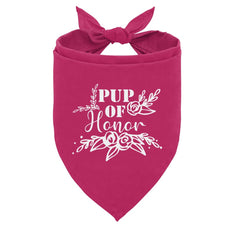 Pup of Honor Dog Bandana Deep Pink Dog Bandana Maid of Honor Wedding Dog Bandana Dog Wedding Bandana Dog Triangle Scarf Pet Dog Scarf Accessories Dog Bandana for Small Medium Large Dogs (E37)