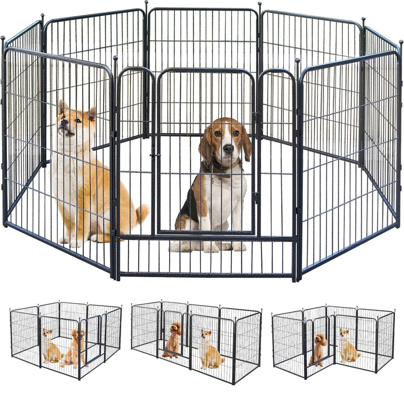 Dog Playpen Dog Fences for The Yard Dog Pen Indoor Portable Outdoor Dog Fence Dog Playpen for Large/Medium/Small Dogs Foldable Metal Dog playpen with Doors (A 8 Panels32