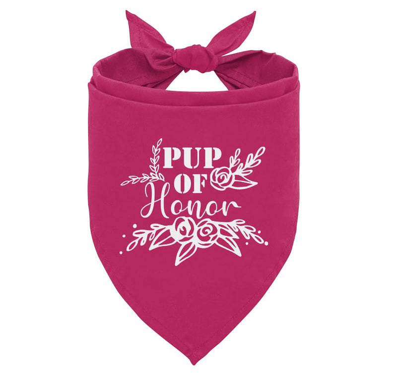 Pup of Honor Dog Bandana Deep Pink Dog Bandana Maid of Honor Wedding Dog Bandana Dog Wedding Bandana Dog Triangle Scarf Pet Dog Scarf Accessories Dog Bandana for Small Medium Large Dogs (E37)