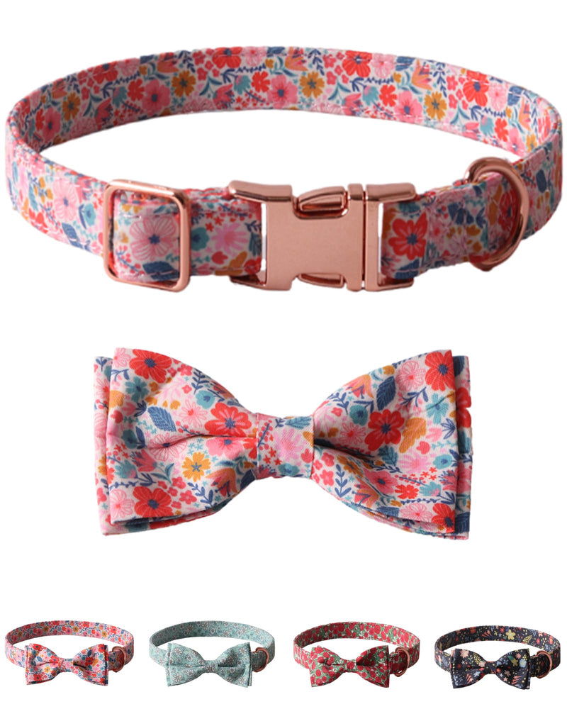 Petank Bowtie Dog Collar Dog Bows Cotton Dog Collar for Small Medium Large Dogs Girl Dog Collars Boy Dog Collar Dog Bow Tie Puppy Collar Pink Dog Collar Metal Buckle (Large Pink)
