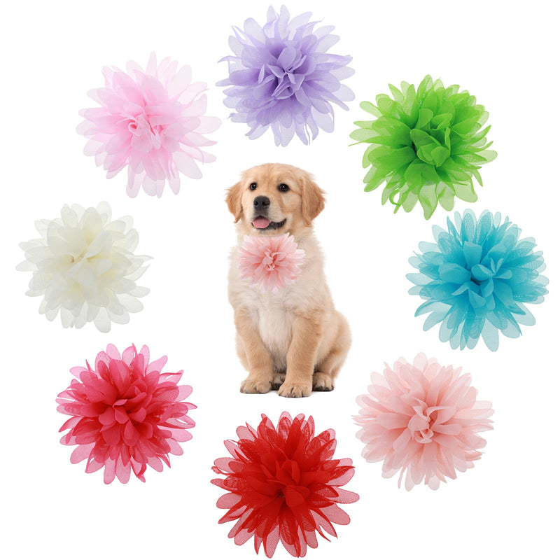 8 Pcs Dog Collar Flowers Pet Collar Flowers Dog Collar Charms Dog Bows Girl Dog Accessories Dog Bows with Rubber Bands