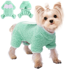 Small Dog Pajamas Dog Clothes for Small Dogs Girl Boy Fleece Small Dog Sweater Dog Pajamas Small Sized Dog Pet Clothes Puppy Sweater Dog Pjs Onesies Warm Dog Winter Clothes (Small Green)