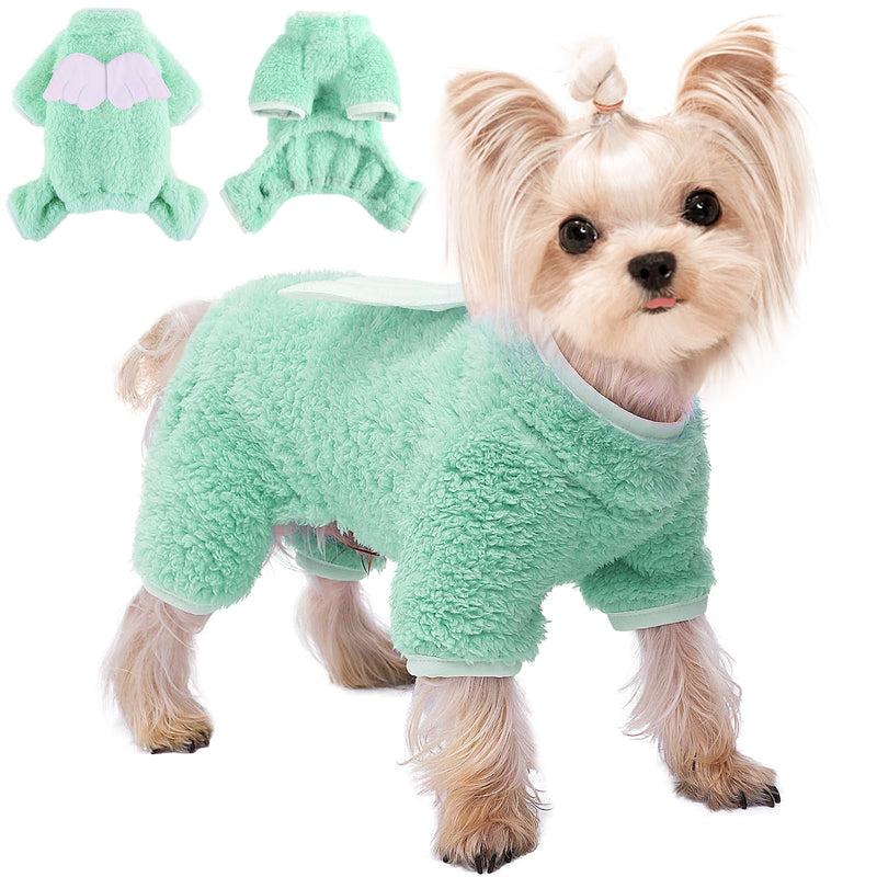 Small Dog Pajamas Dog Clothes for Small Dogs Girl Boy Fleece Small Dog Sweater Dog Pajamas Small Sized Dog Pet Clothes Puppy Sweater Dog Pjs Onesies Warm Dog Winter Clothes (Small Green)