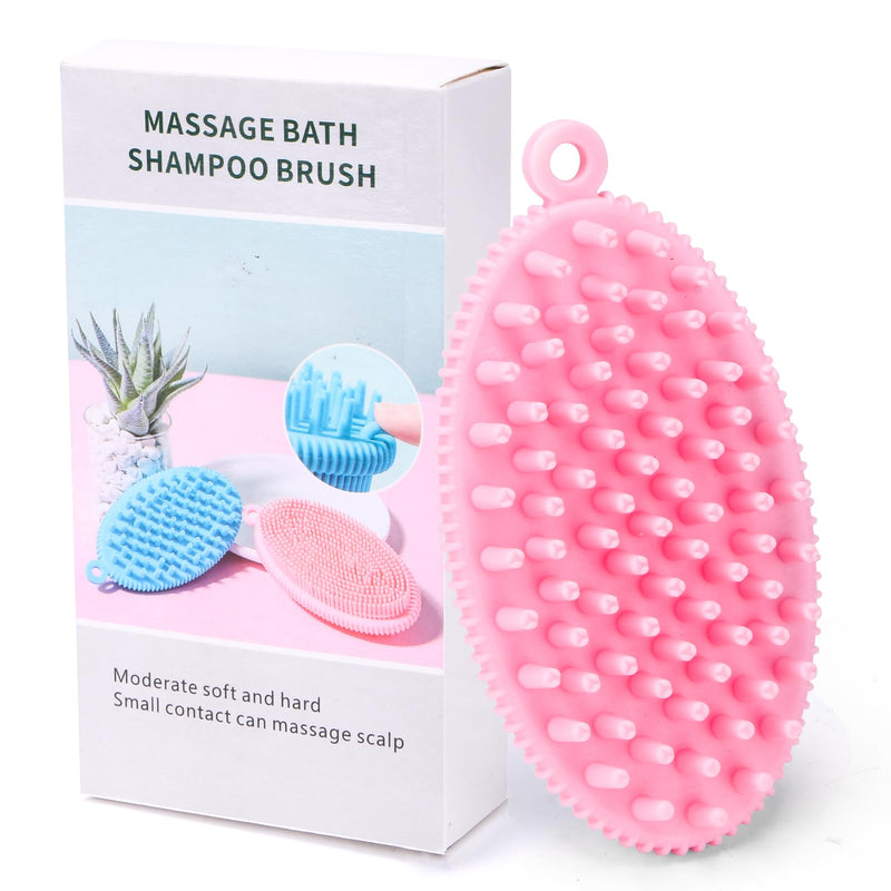ROPO Dog Shampoo Brush Dog Bath Brush & Dogs Shower Dog Hand Brush for Grooming Dog Scrubber for Bath Dog Wash Brush (Pink)